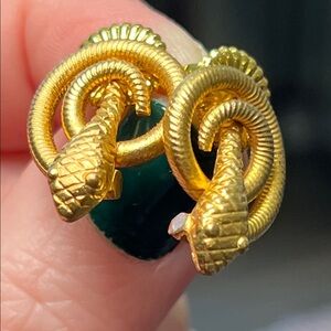 Vintage 18k Gold Vermeil Sterling Silver  Coiled Snake Serpent Stud Earrings